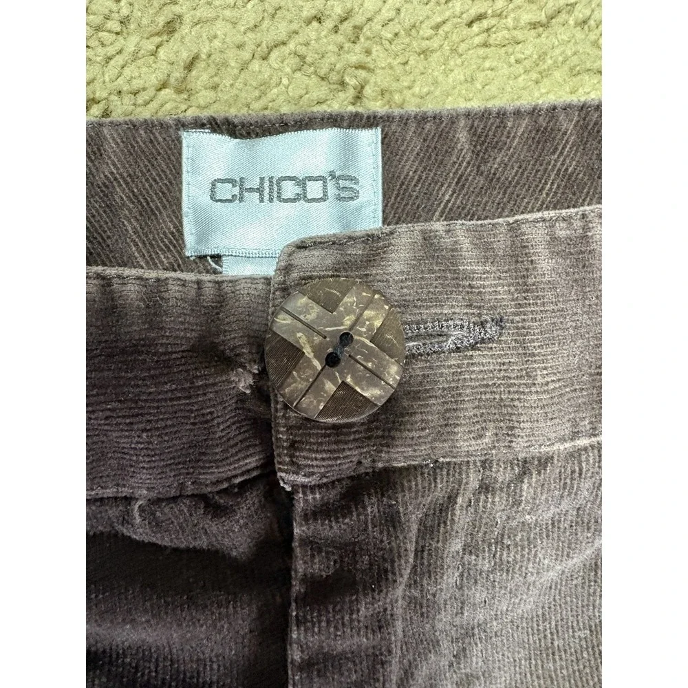 Chicos Corduroy Pants Women 2.5/14 Short Brown Mid-Rise Bootcut Pockets‎ 90's